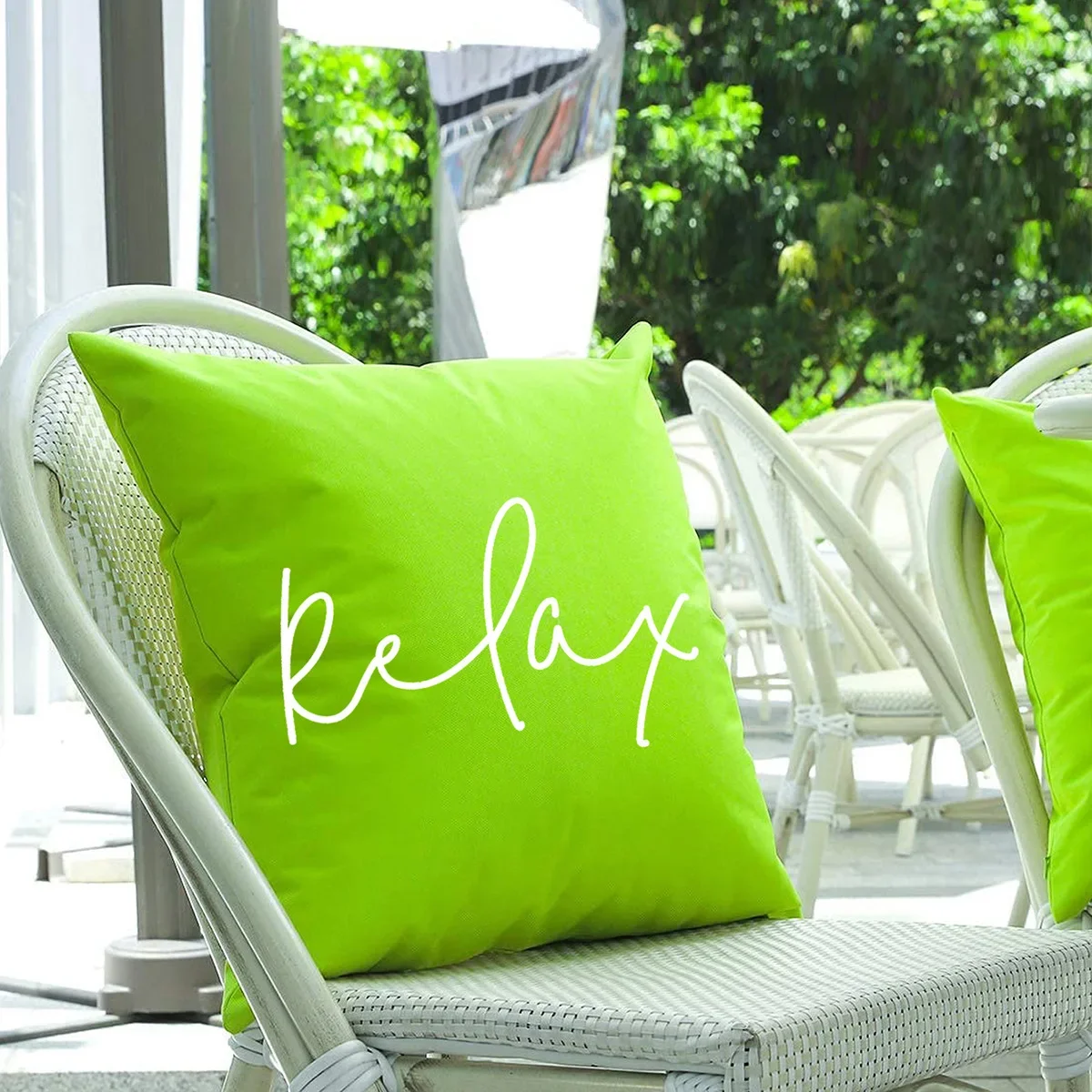 1 Piece Summer PVC Waterproof Cushion Cover for Outdoor Solid Color Letter Print Pillowcase Swimming Pool Courtyard Garden Decor