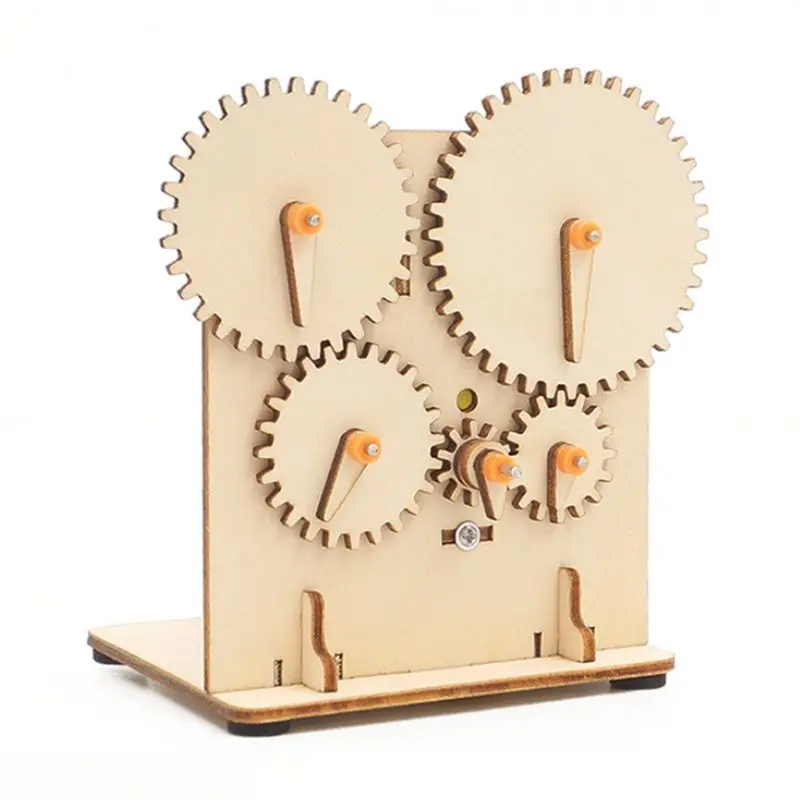 Superior DIY Wooden Electric Gear Wheel Science Experiment Technology Puzzle Kit Learning Educational Material 85X75x100mm For C