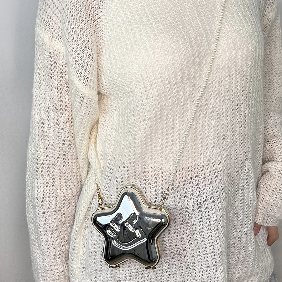 Fashion Gold Pentagram Shoulder Bag for Women Mini Lipstick Bag Designer Accessory Bag Cute Banquet Bag