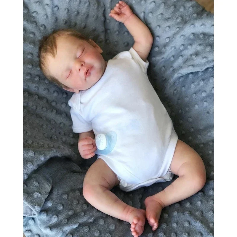 

Кукла Спящая, 45 см, Sam Reborn Baby Doll, Реалистичная, мягкая на ощупь, 3D Кожа, волосы с ручным рисунком, милая