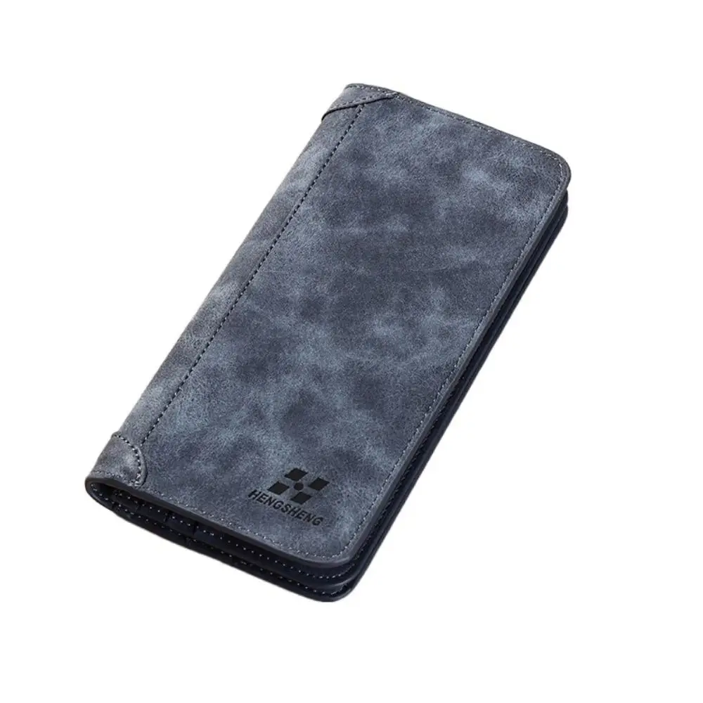 

Durable PU Leather Long Wallet Frosted Vintage Men Wallets Large Capacity Money Bag Male