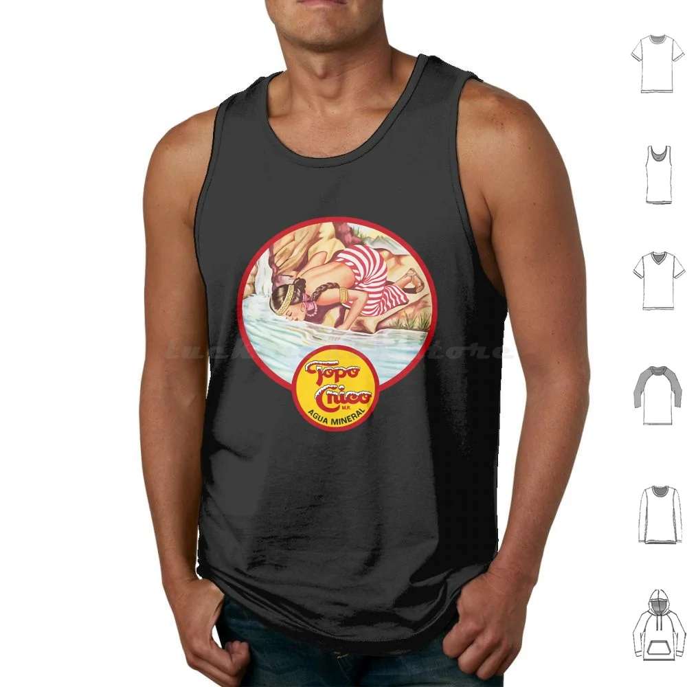 Topo Chico 2 camisetas sin mangas de algodón estampado princesa azteca Topo Chico Mineral Logo agua Topo Chico Monstera México la taza de cristal