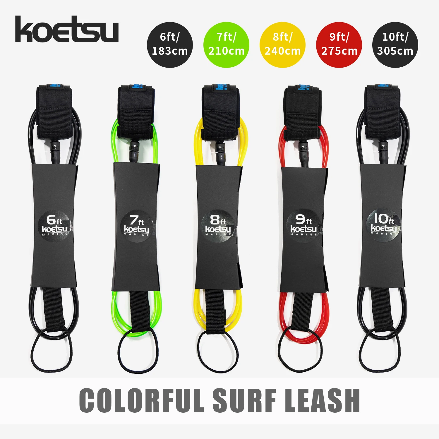 KOETSU Surf Leashes in Various Colors And Sizes for Surfing Accessories