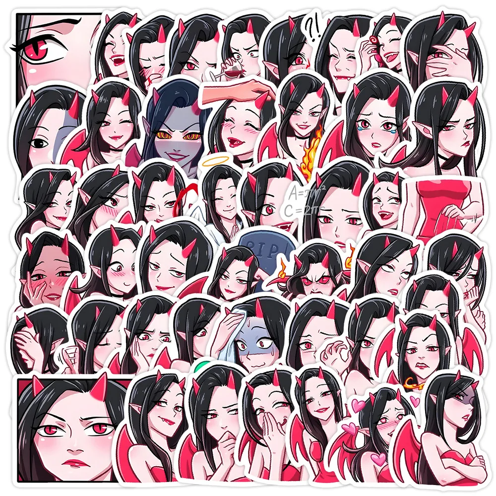10/30/50PCS Red Series Demon Girl Cartoon Sticker DIY Phone Laptop Luggage Skateboard Graffiti Decals Fun for Gift