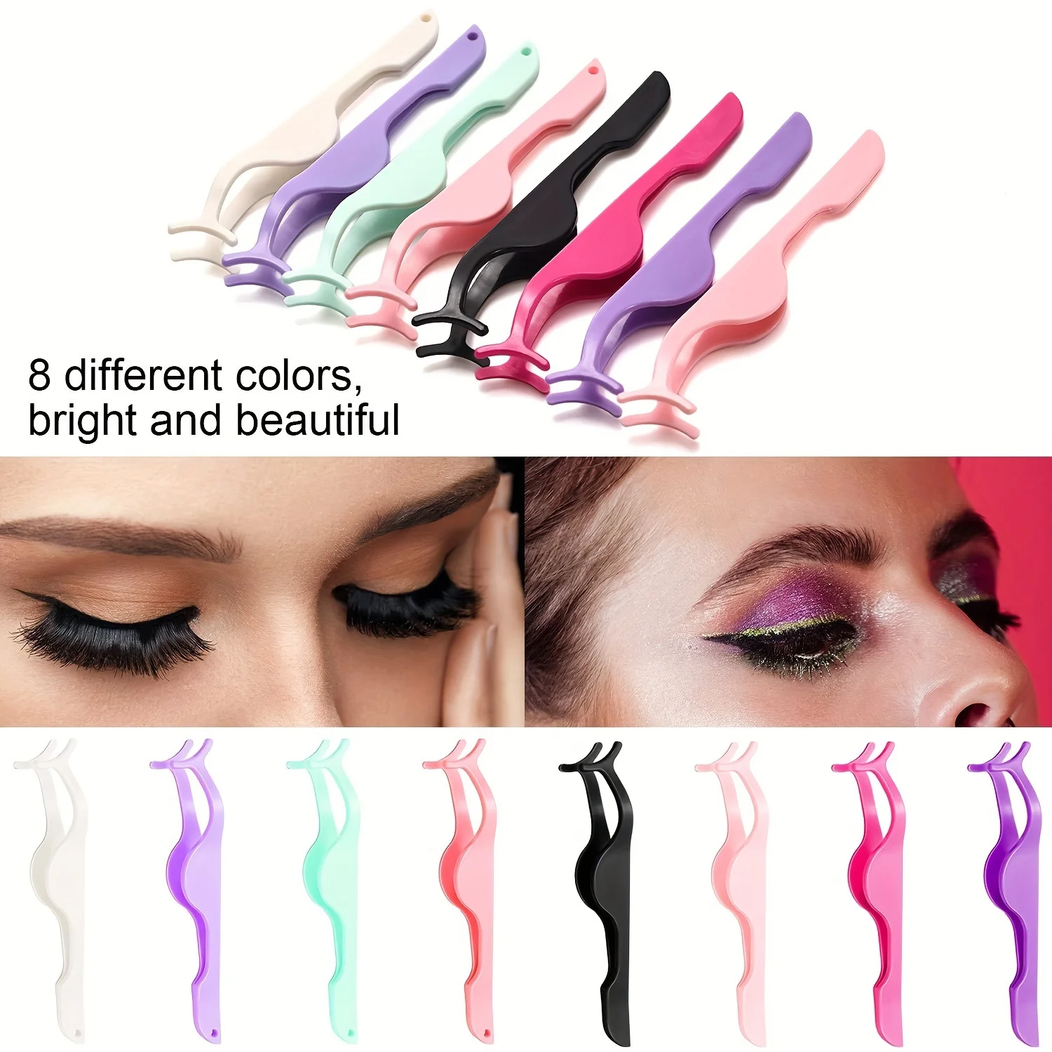 20/48 Pieces False Eyelash Applicator Tool Plastic Eyelashes Extension Tweezers Fish Tail Clip Tweezers Eyelashes Clip for Lashe