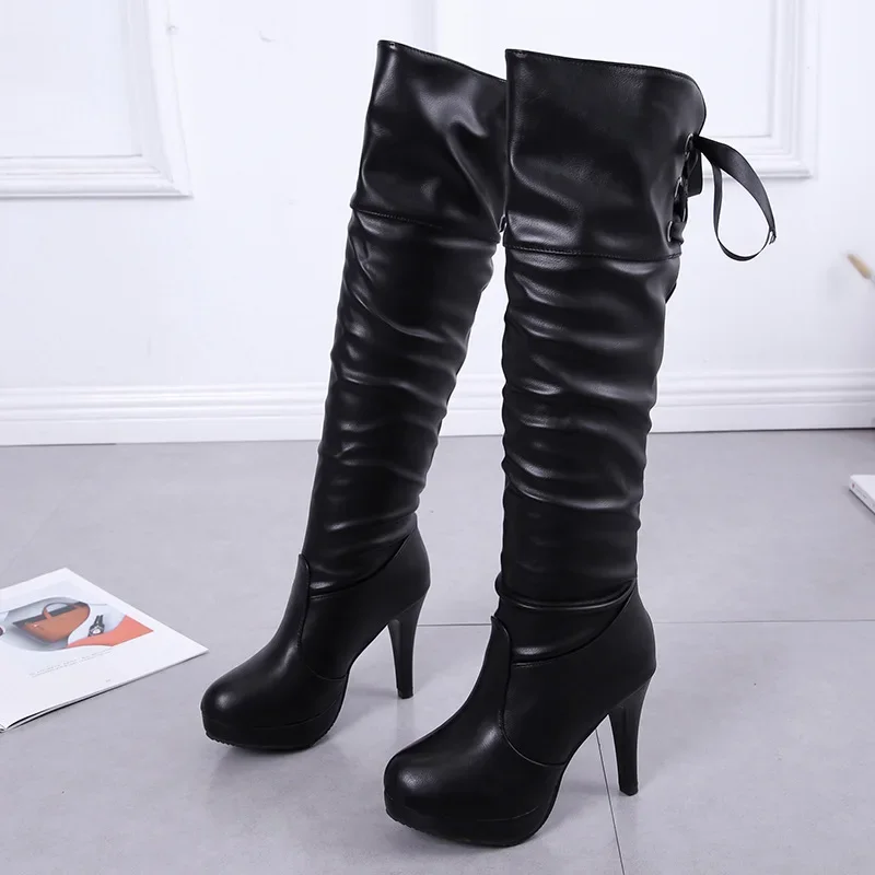 New Women Boots Classics Red Sole Shoes Luxury Fashion Autumn Soft Leather Elegant Comfortable Knee High Boots Woman Ladies