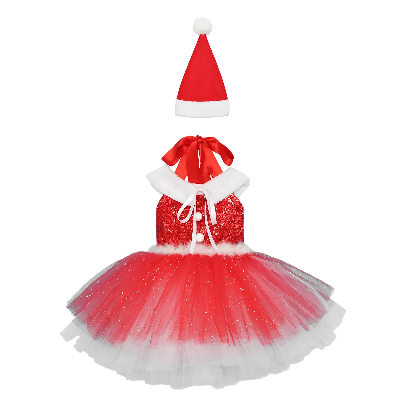 Robe tutu de ballet de Noël pour enfants, costume de cosplay du père Noël, patinage, danse, justaucorps, vêtements de danse pour filles