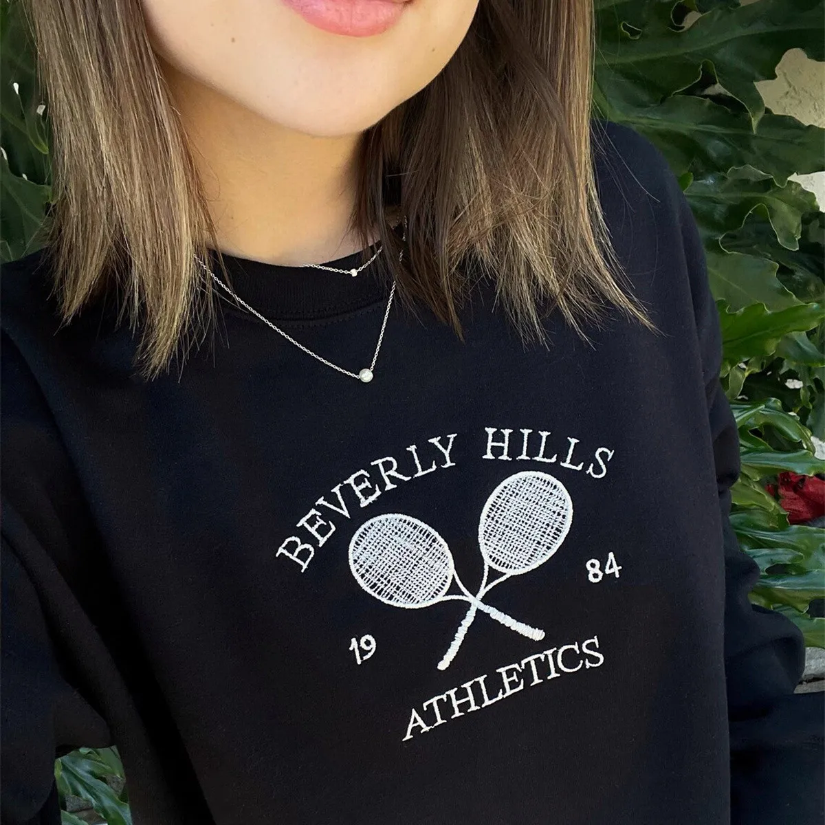 Tennis Club Embroidered Vintage Sweatshirts Women Autumn Thick Fleece Warm Jumpers Crewneck Loose Casual Beverly Hills Pullover