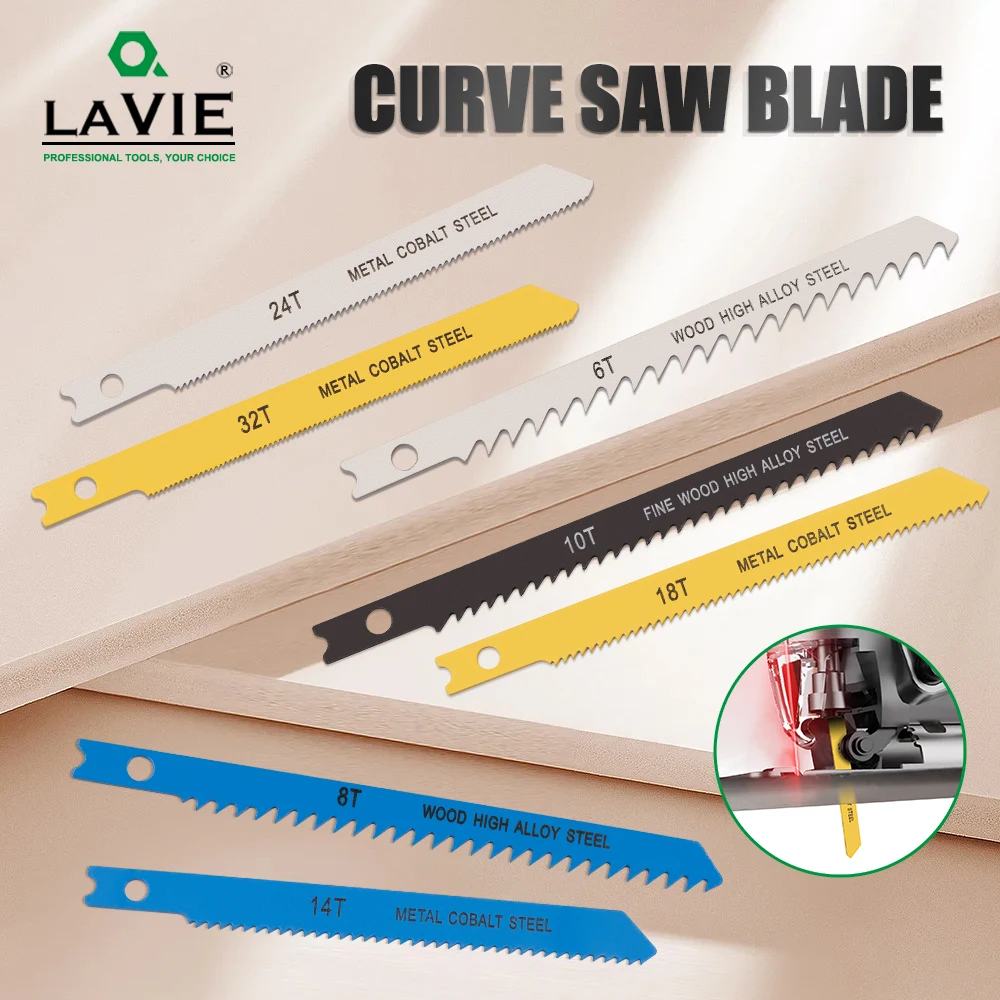 

LAVIE 7pcs U Shank Jig Saw Blades 68/100mm T6-T32 Assorted Metal/Wood Steel Jigsaw Blades for Cutting Tools JIG02T7AT
