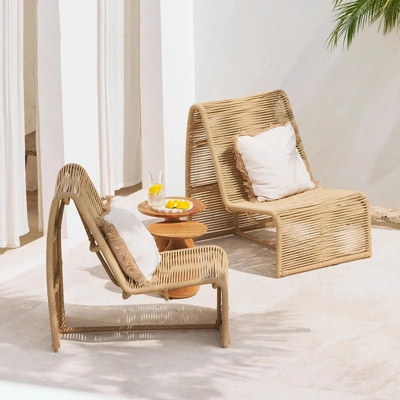Outdoor sofa courtyard villa balcony single rattan sofa chair