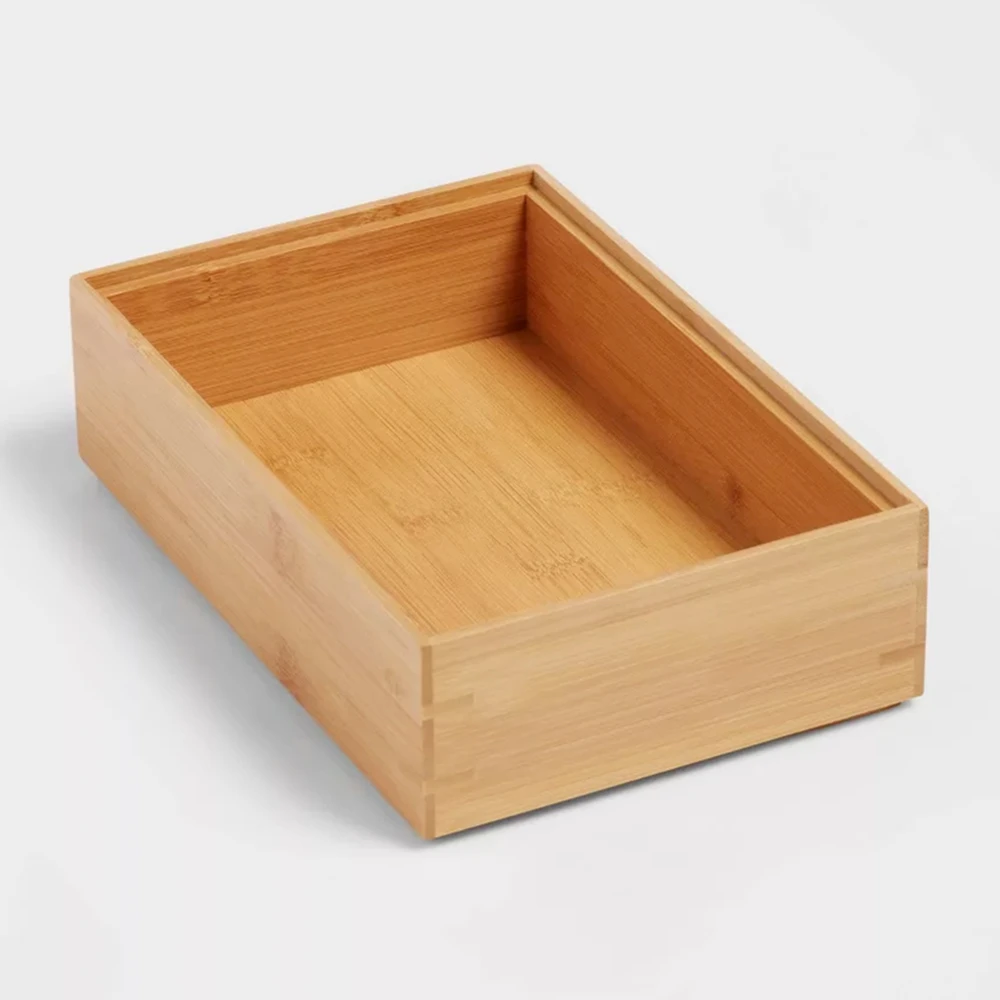 

9"x 6" Bamboo Drawer Organizer for Kitchen Bathroom,Wood Rectangular Drawer Organizer Tray for Utensil silverware Makeup Dresser