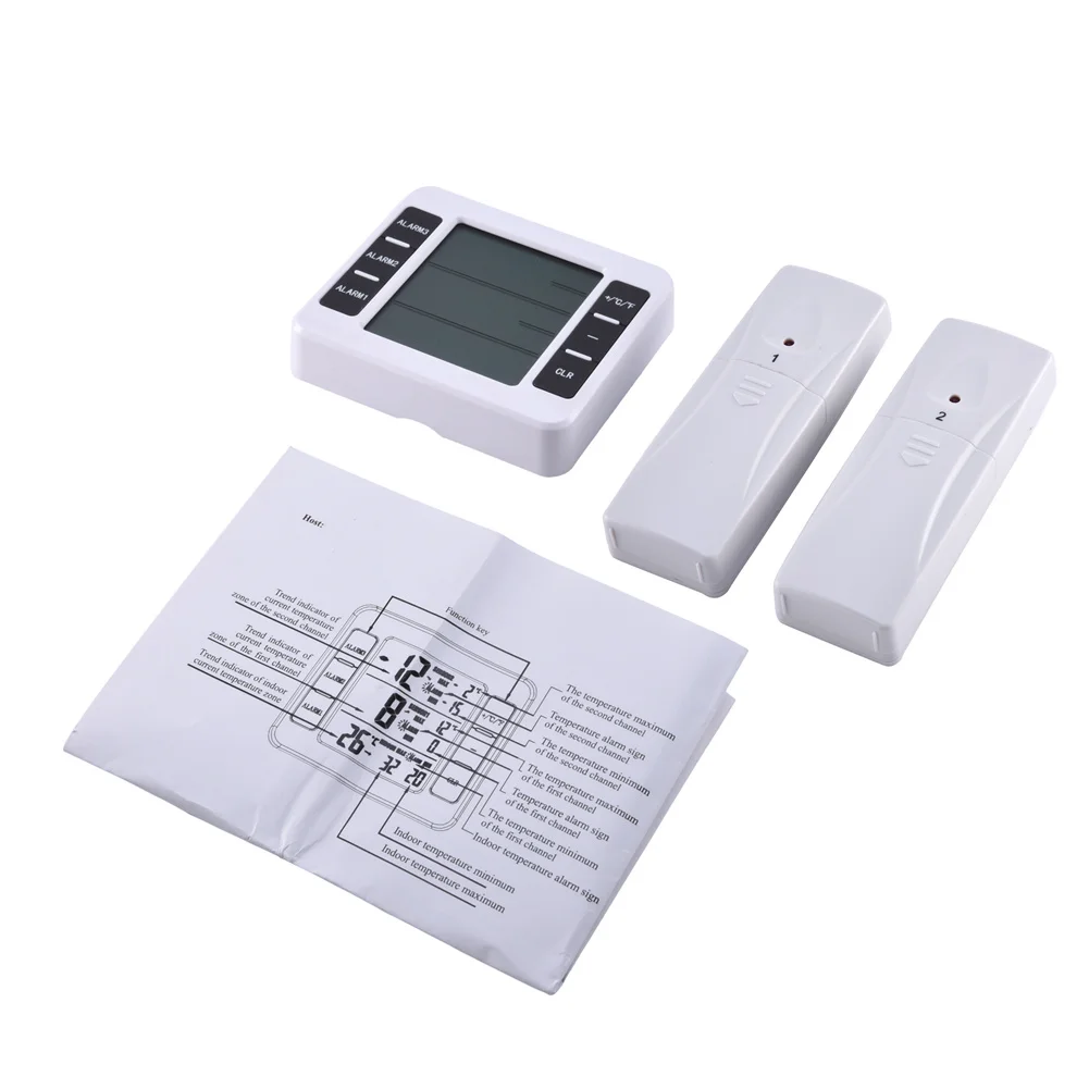 Weather Station Wireless LCD Digital Thermometer Indoor Outdoor Forecast With 2 Wireless Sensors Remote Temperature Meter