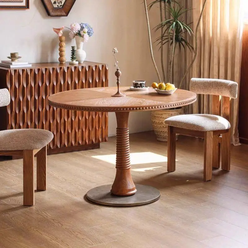French retro style solid wood dining table, advanced medium and ancient style multi-family  small apartment table