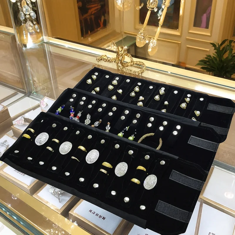 

Portable Wholesale Jewelry Storage Bag Full Black Velvet Multi-Functional Jewelry Storage Bag for Necklace Ring Earring Display