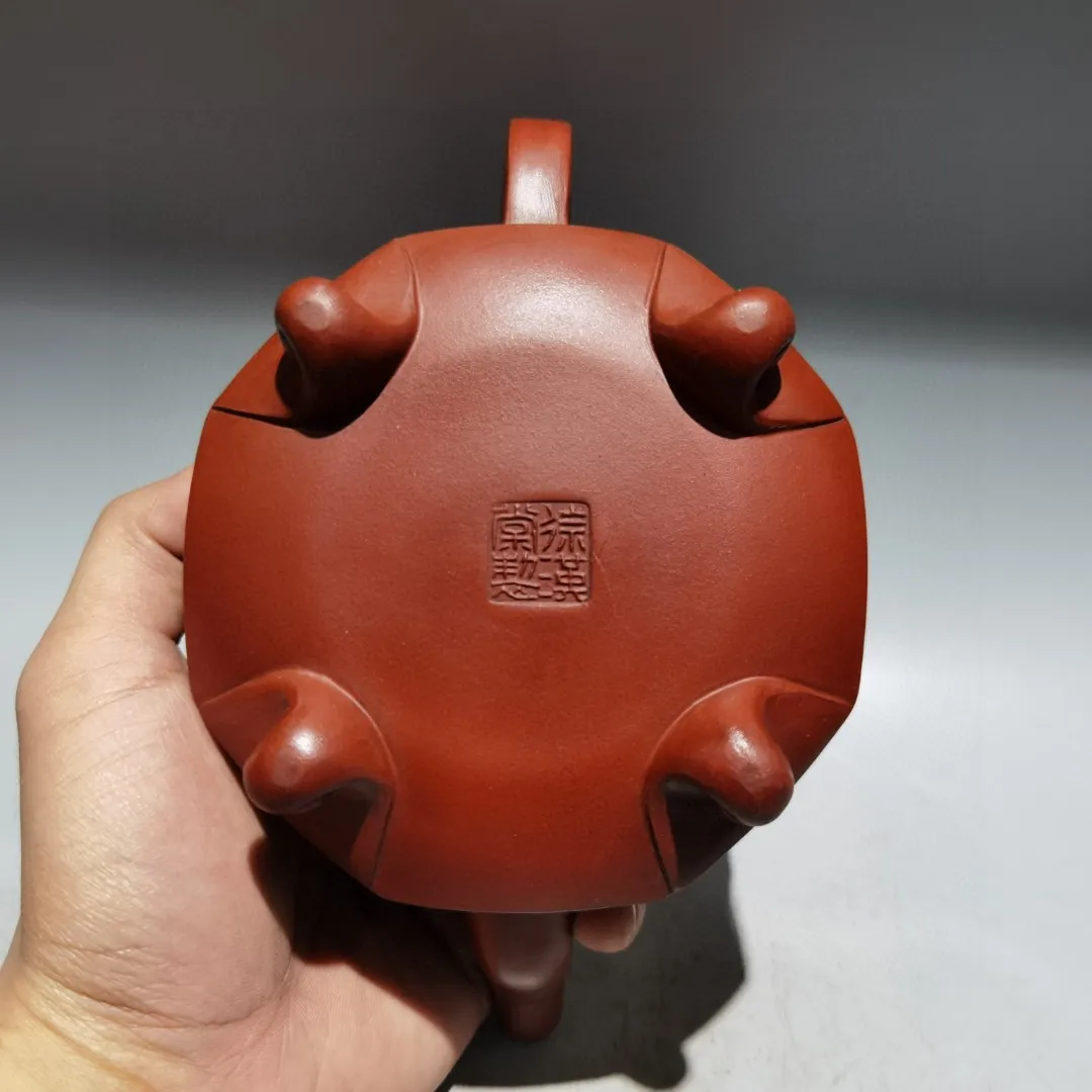 Raw purple clay Painted Taiji Bagua Pattern Yin Yang Eight Trigrams Three Legged Pot Teapot Pot Tea Maker