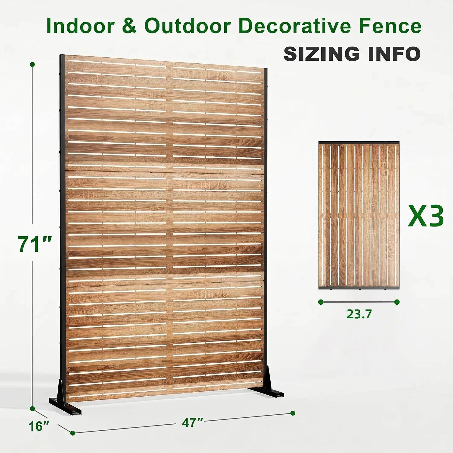 Louvered Metal Privacy Screen, 72