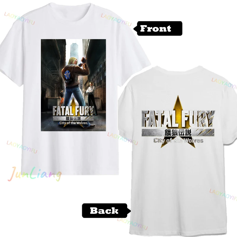 Fatal Fury City of The Wolves Retro Fighting Game Tribute Fan Pure Cotton Top Y2k Clothes for Women Woman Clothing T-shirts Goth