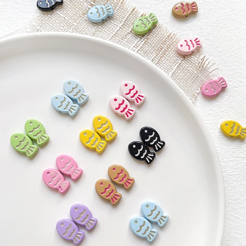 Picture 6: 10pcs Lovely Colorful Fish Snapper Fish Biscuit Alloy Beaded Diy Handmade Loose Bead Jewelry Beads Materials