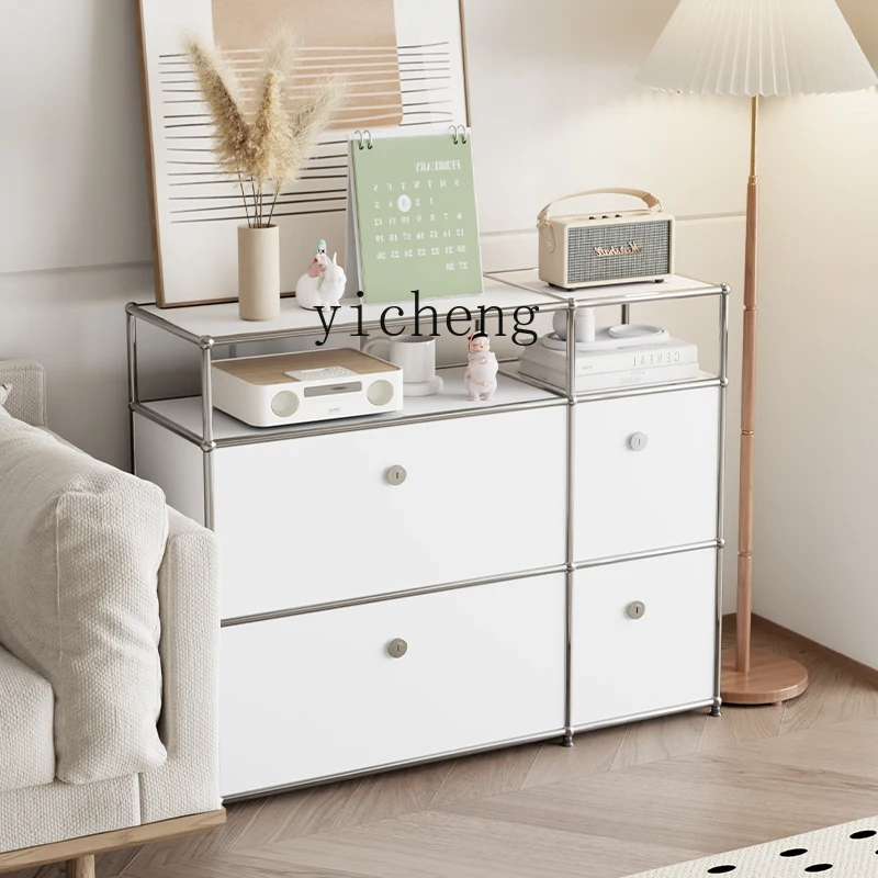 XL medieval  dining side cabinet stainless steel module combination storage cabinet living room home