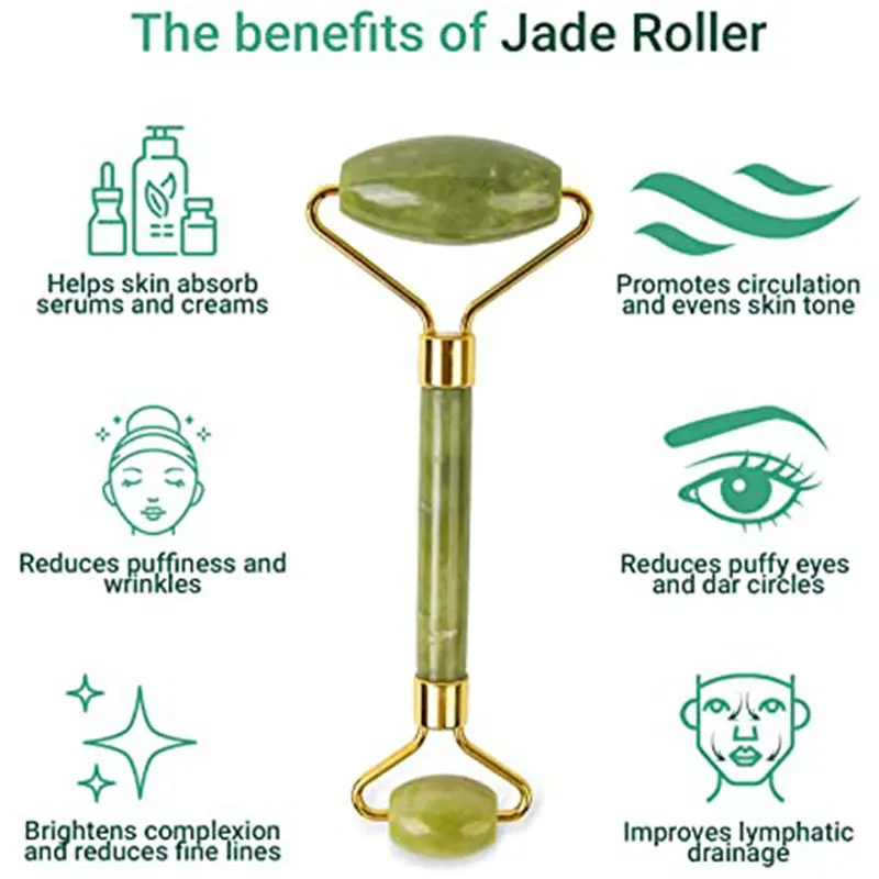 1pc Facial Massage Roller Plate Double/Single Heads Jade Stone Massager Eye Face Neck Thin Lift Relax Slimming Tools