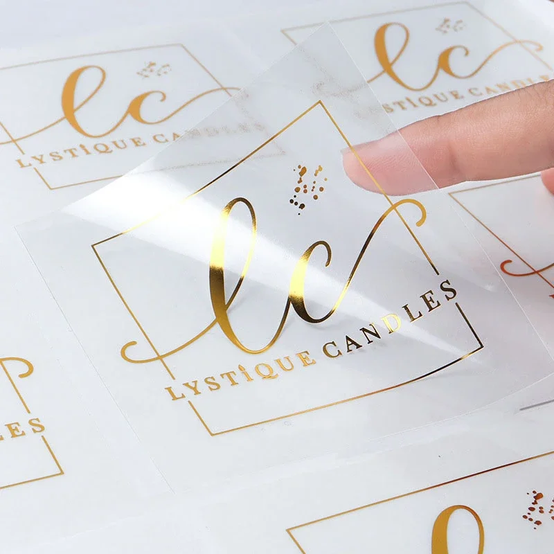 Pegatinas de logotipo personalizadas, Lámina transparente de oro y plata, pegatinas de logotipo de negocios, pegatinas de boda, lote de 100 unidades