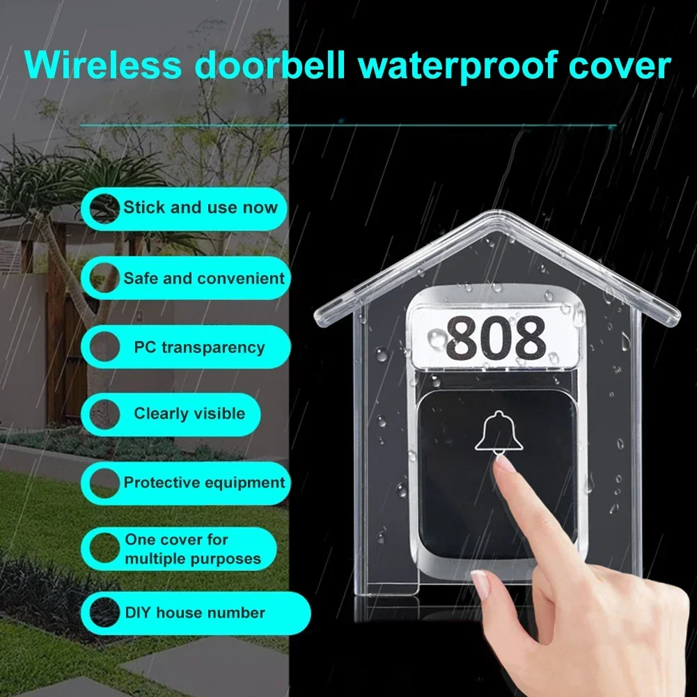 Doorbell Waterproof Cover Transparent Wireless Doorbell Rain Cover Protective Box Outdoor Doorbell Waterproof Shell