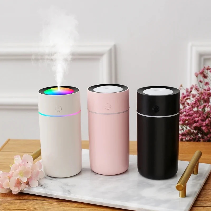 320ML Mini Ultrasonic Air Humidifier Aroma Essential ก้านปักน้ำมันหอมระเหยสำหรับรถ USB รถเครื่องกรองอากาศไฟสีสันสดใส Mist Maker หน้า...