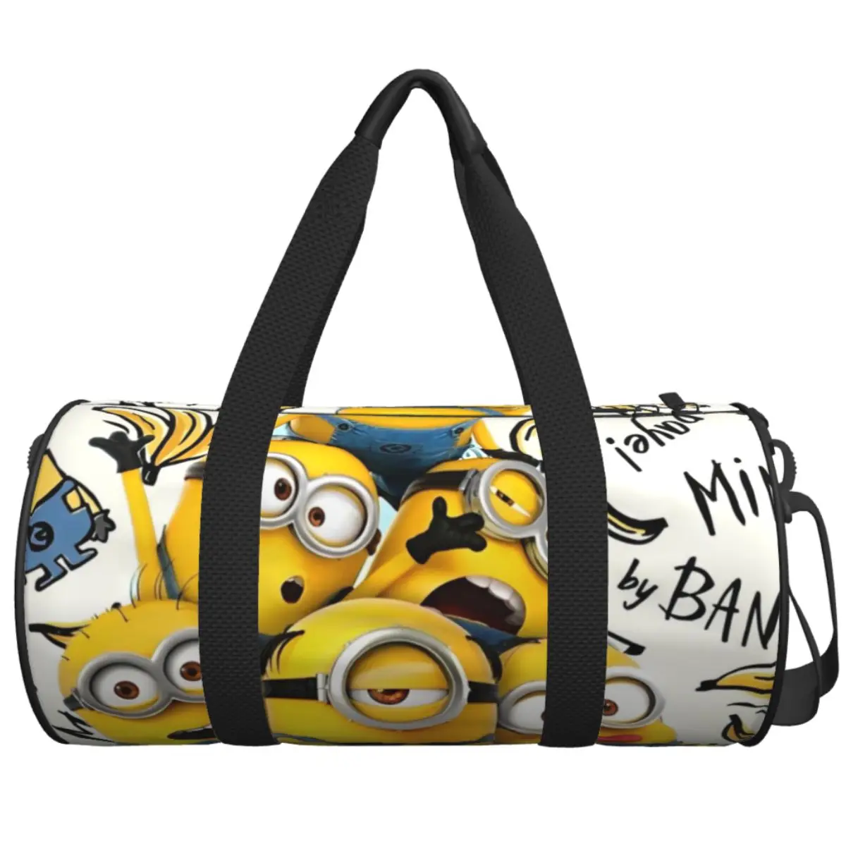 

Men Travel Bag Cute Cartoon Minions Gym Bag Large Capacity Yellow Big Eyes Weekend Printed Handbag Cute Luggage Sports Bag