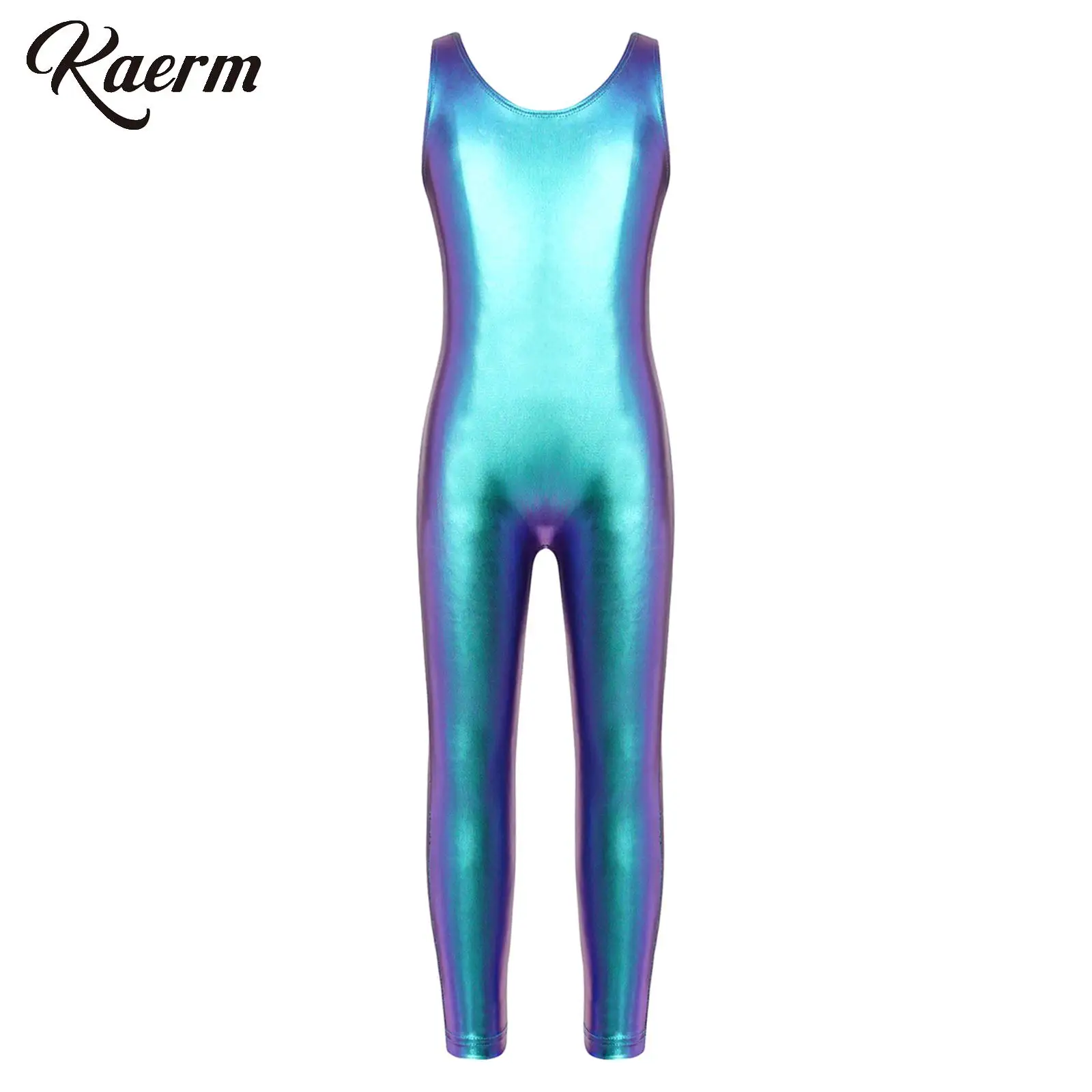 

Metallic Dance Unitard for Kids Girls Sleevelss One Piece Gymnastics Leotard Ballet Jumpsuit Workout Bodysuit Dancewear