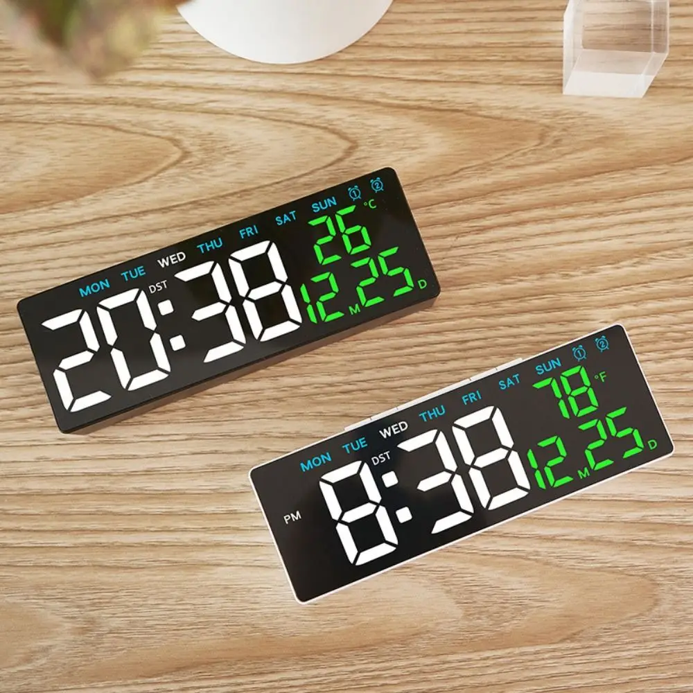 Reloj Electrónico LED con Formato 12/24H, Fecha, Semana, 2 Alarmas