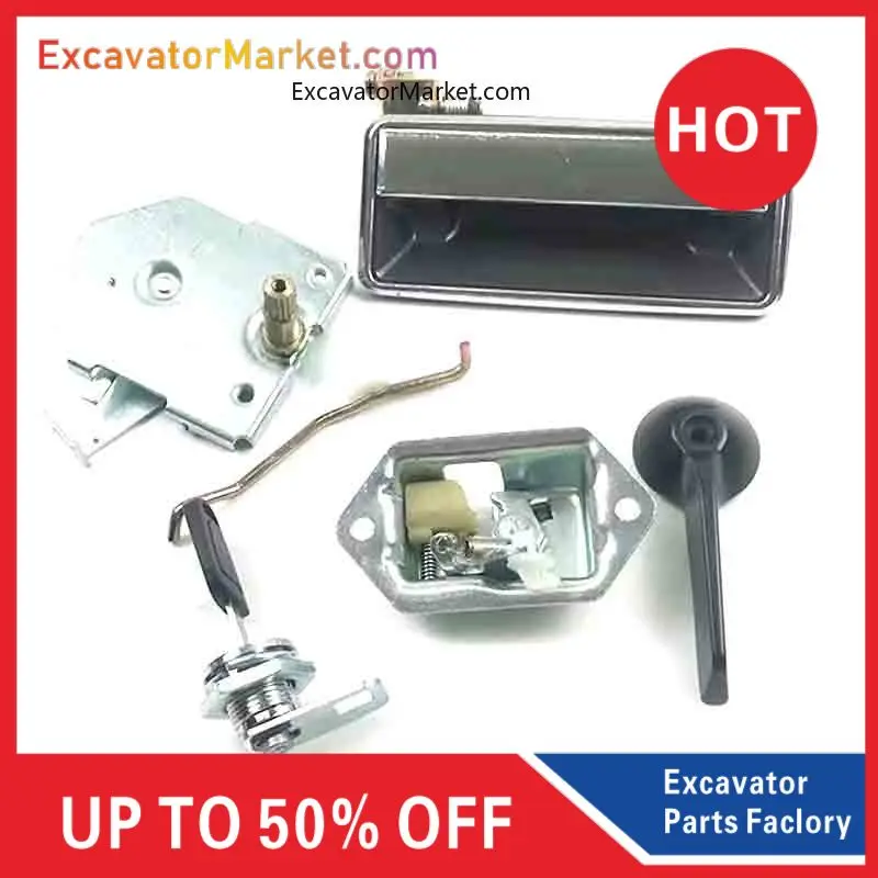 

For Excavator For TAKEUCHI 175/150/160 Excavator Accessories Cab Door Lock Assembly Inner Handle Outer Handle Lock Cylinder