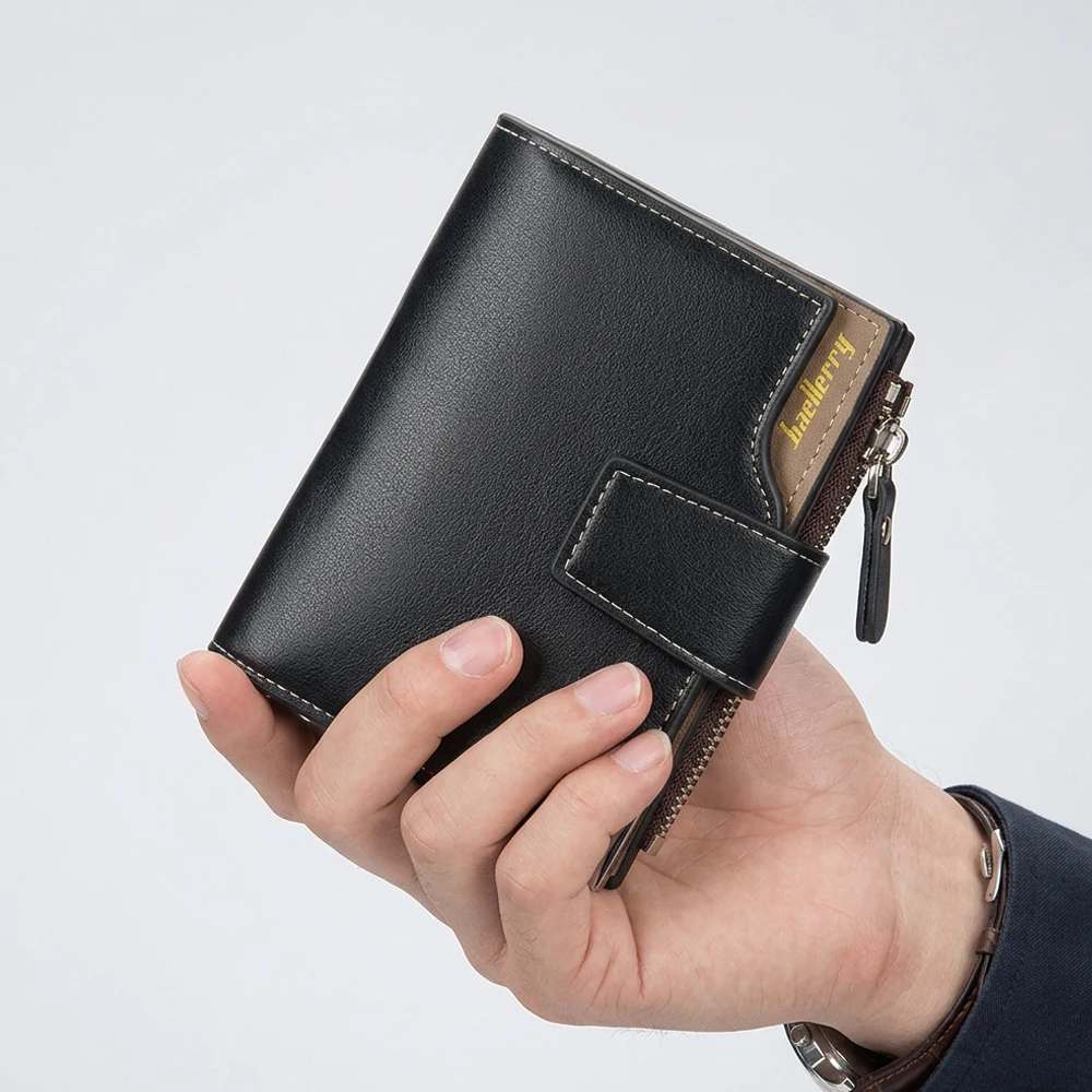 Multifunktionale Herren-Kurzgeldbörse mit Reißverschluss-Münzfach an der Seite, trendiges Herren-Accessoire, Business-Casual-Herrenbrieftasche, einfaches und stilvolles Geschenk für Männer. – Detail 5