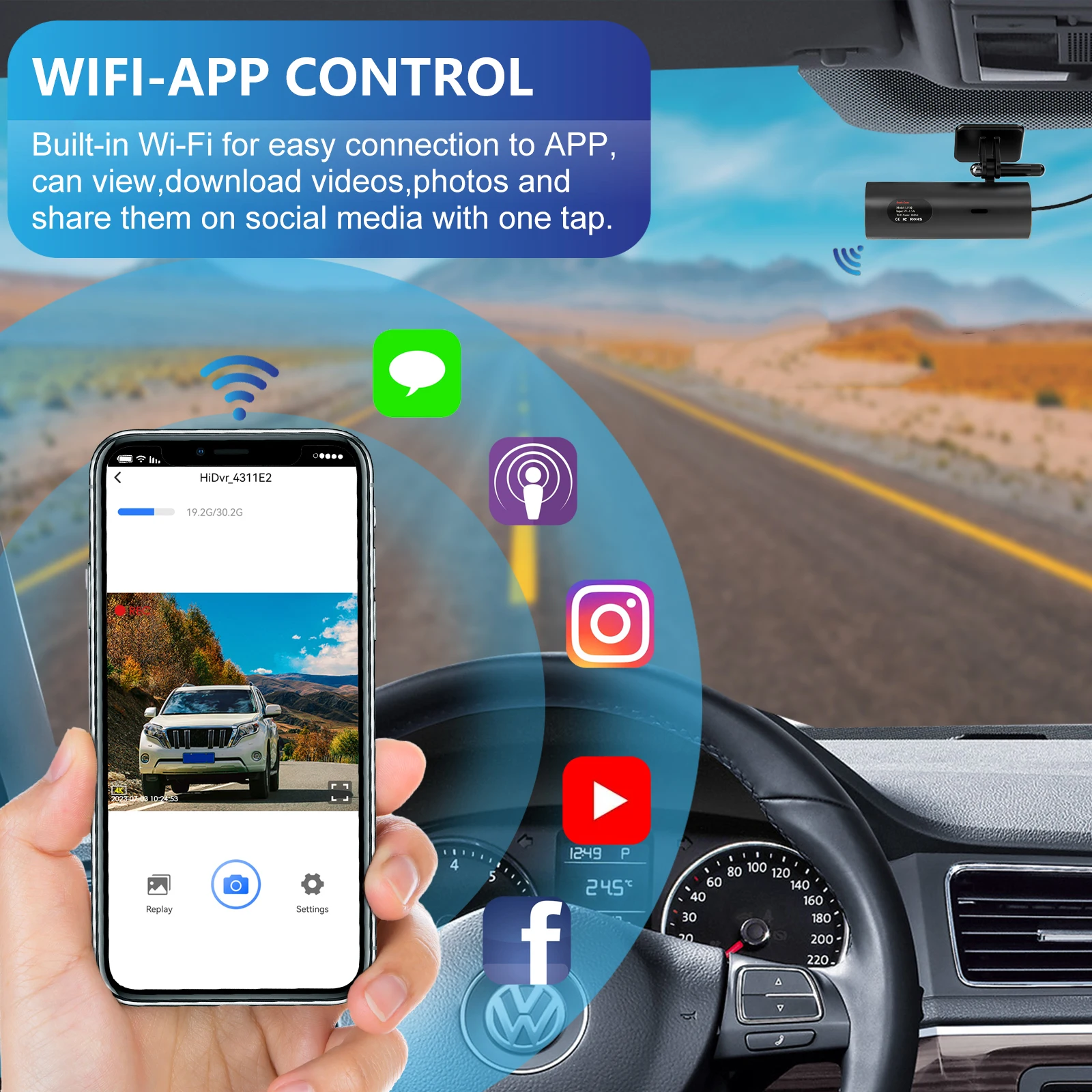dashcam for car Black box Driving Video Recorders 4K WiFi Mini Front Camera Dash Cam 24H Parking Monitor Car Recording camera - Image 6