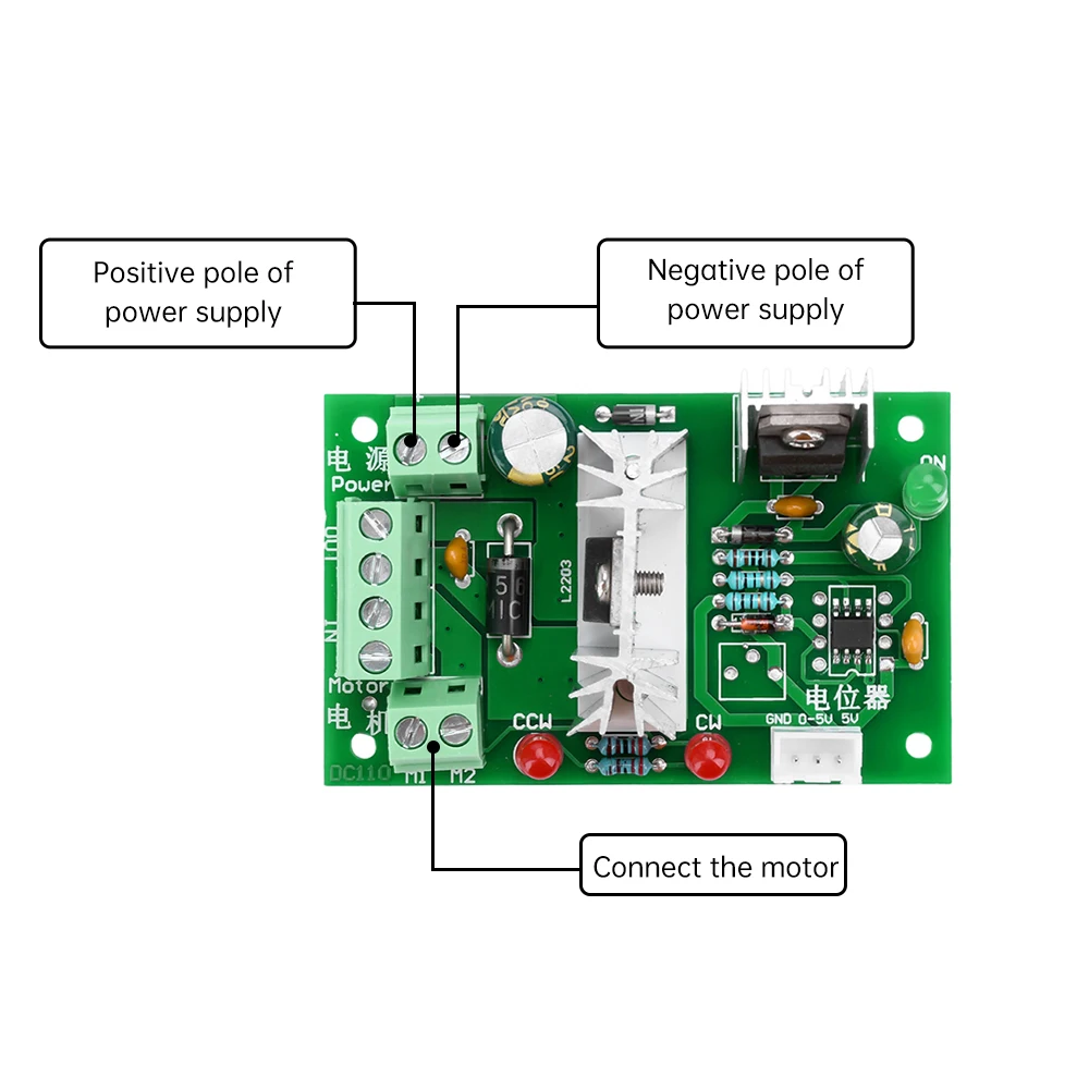 DC6-60V PWM Motor Speed Regulator Module Motor Controller Supports 0-5V PLC Speed Regulation Motor Driver 6V 12V 24V 36V 48V 60V