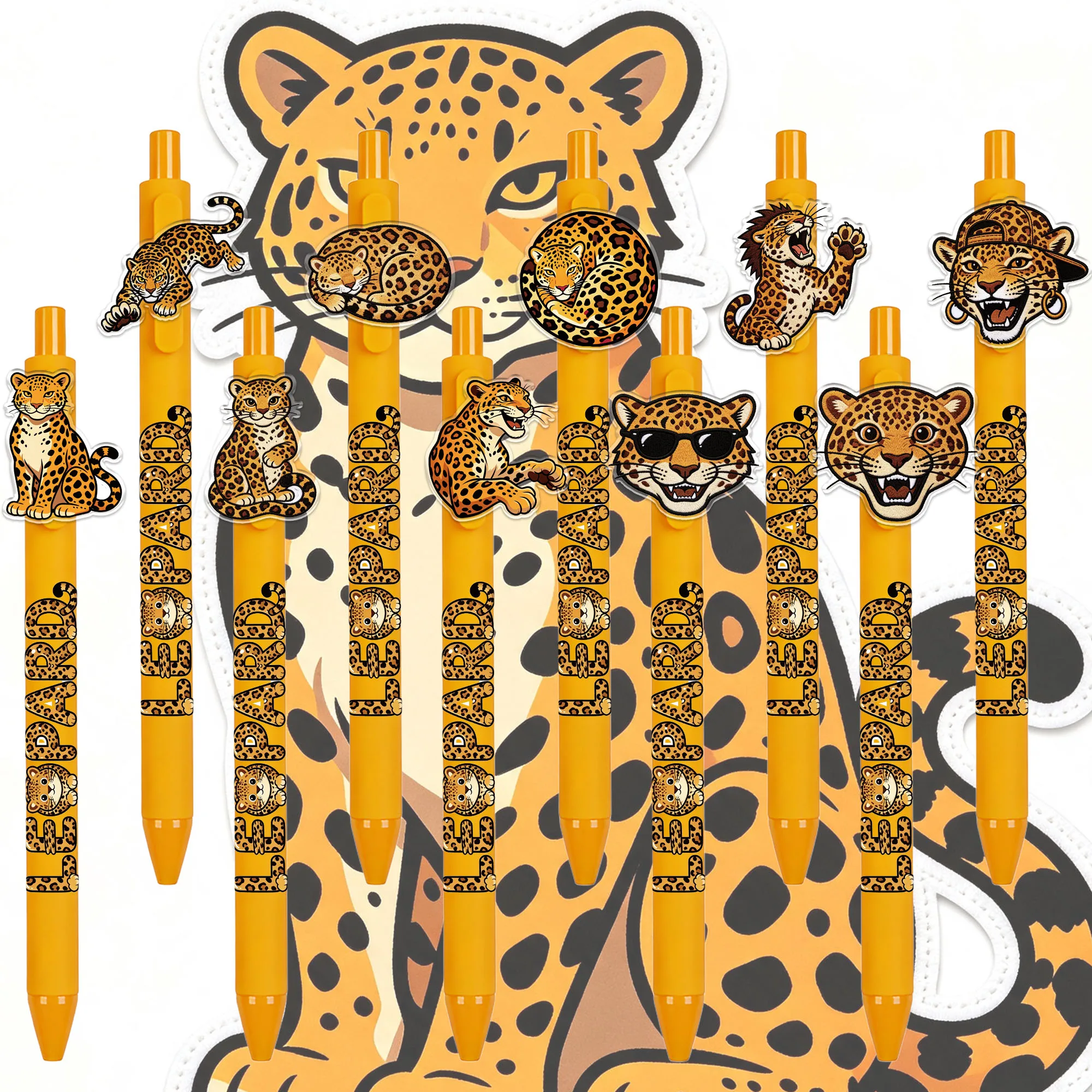 6Pcs/12Pcs Leopard Click Ballpoint Pen Smooth Writing Pen Gift Office Stationery Random Pattern