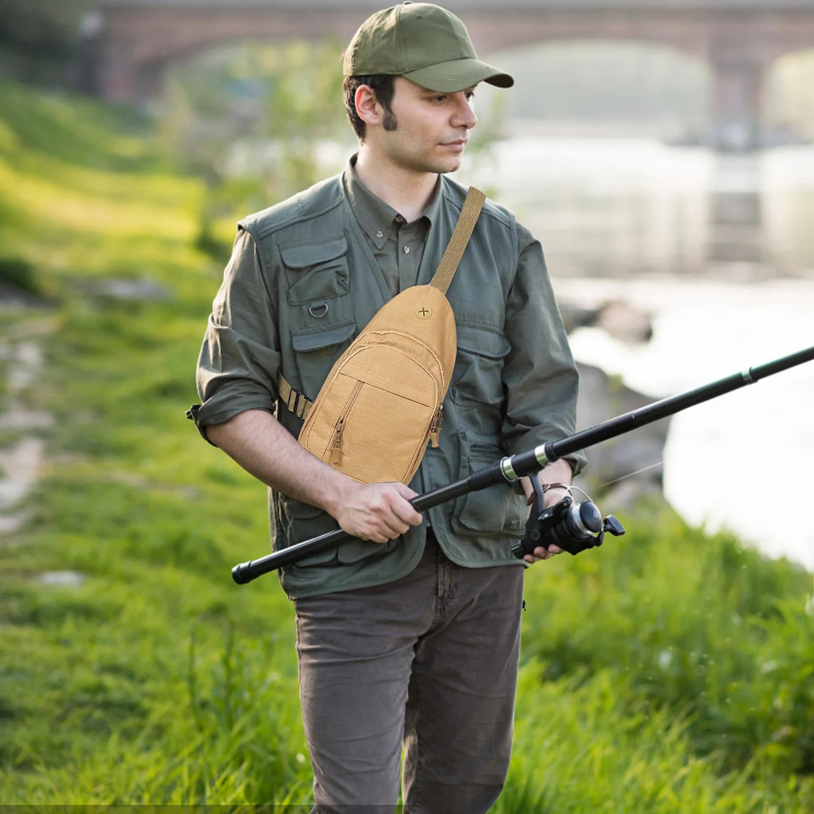 

Multi-Functional Lure Bag Fishing Chest Pack Outdoor Running Hiking Crossbody Shoulder Bag Lightweight Waterproof Tackle Box