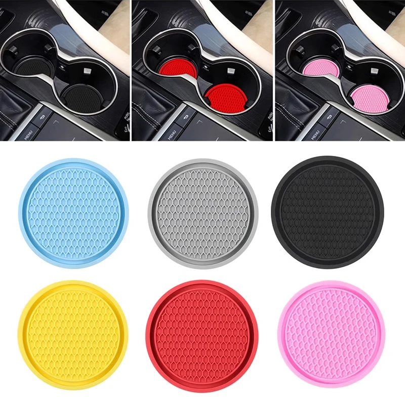 2pcs Car Water Cup Pad Universal PVC Bottle Holder Coaster Waterproof Automotive Interior Accessories Anti-skid Cups Holders 7cm