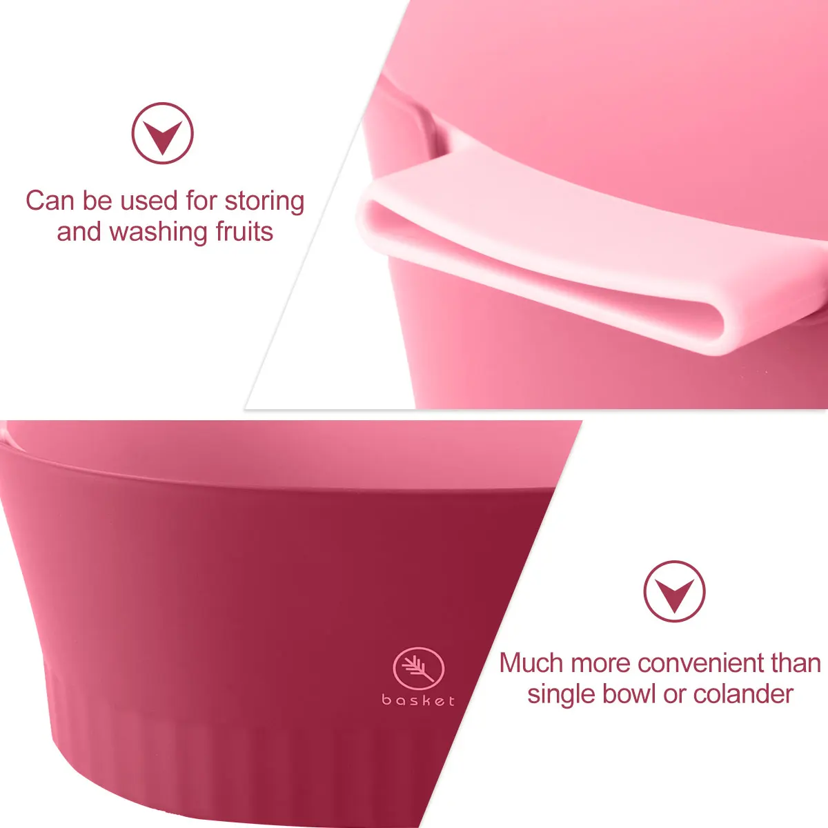 

Double Layer Drain Basket Vegetable Washing Basin Fruit Strainer Hollow Design Space-Saving Detachable Fine Drainage Holes