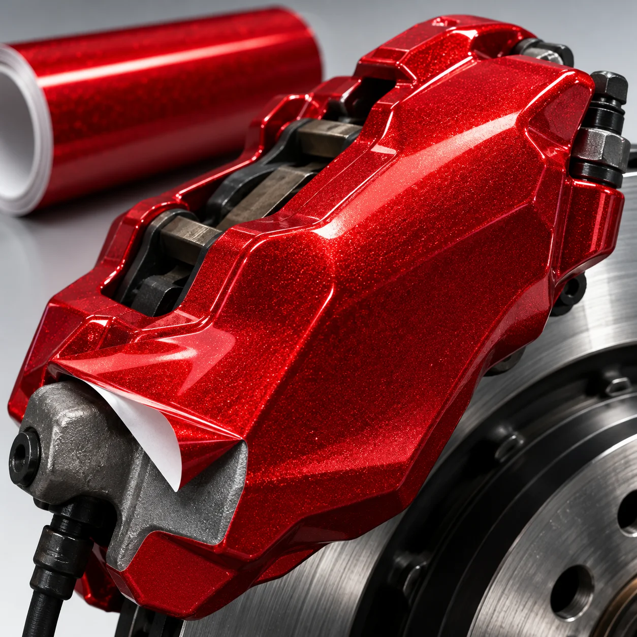 Red Reflective Brake Caliper Wrap Vinyl Film Sheets Self Adhesive Cut to Fit Material for DIY Car Caliper Styling