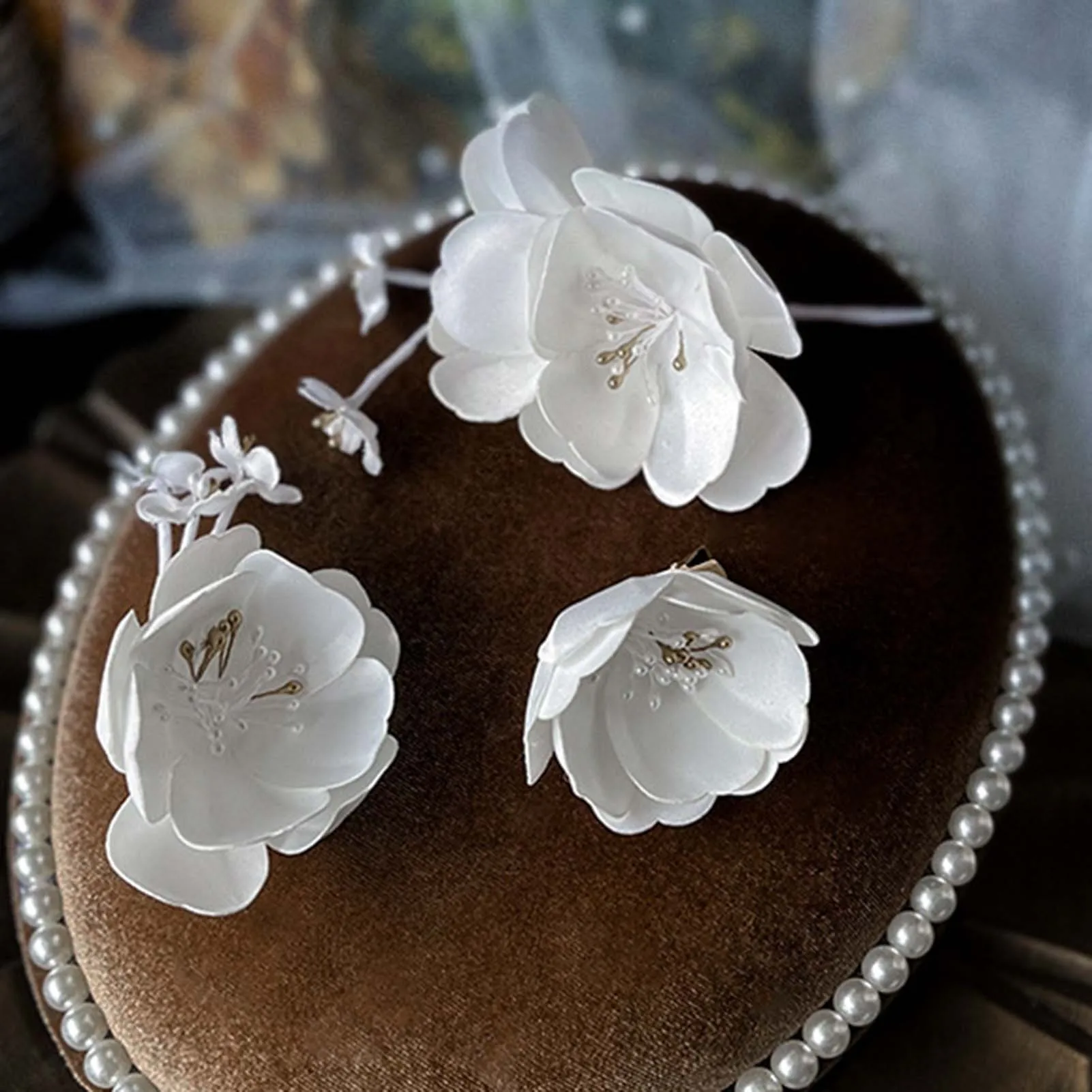Red Flower Hairband Wedding Hair Accessories Elegant Bridal Tiaras Headdress Fashion Marriage Wreath With Earring Fairy Headband image 5