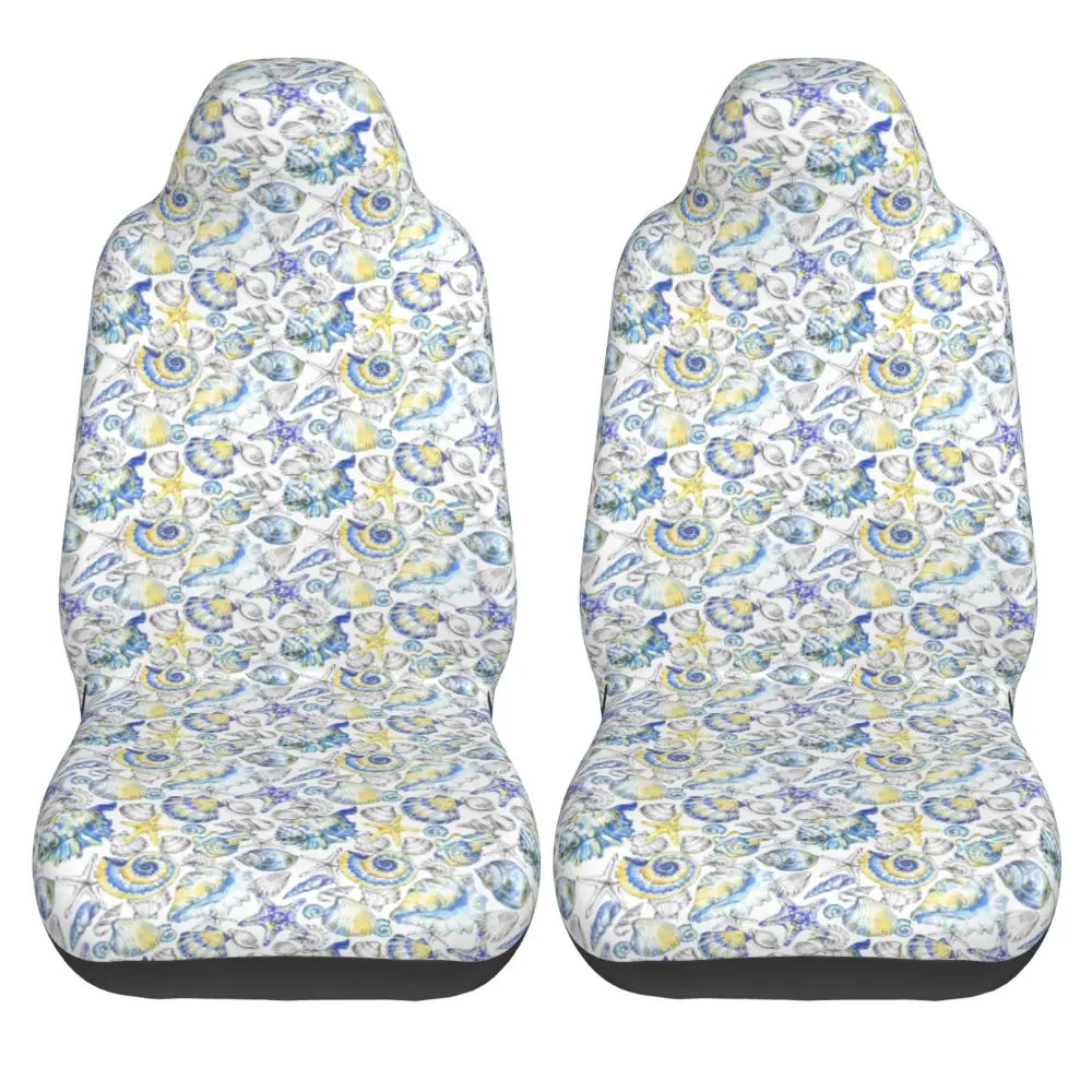 Painted Seashells 2PCS Car Seat Cover Anti Fouling and  Aesthetically Pleasing Front Seat Cushion Cover  Automotive parts