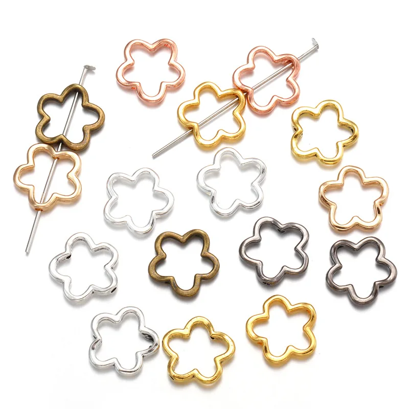 20pcs Antique Flower Small Hole Bead Frames Spacer Beads Alloy Charms For DIY Earrings Necklaces Bracelets Jewelry Making