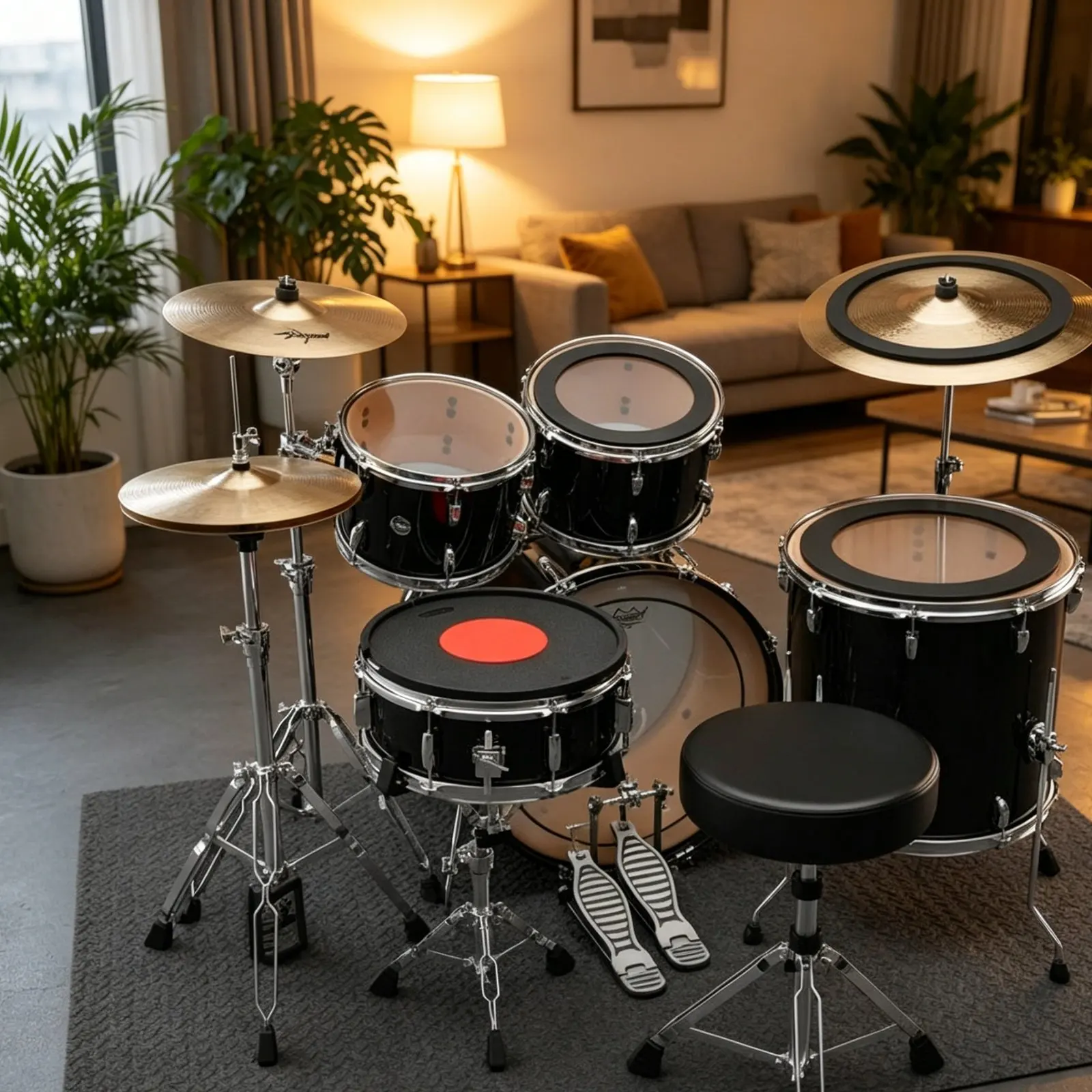 Rubber Drum and Cymbal Mutes Noise Reduction Drum Mute Pad Set Musical Instrument Accessory Removable Center for Home Practice view 3