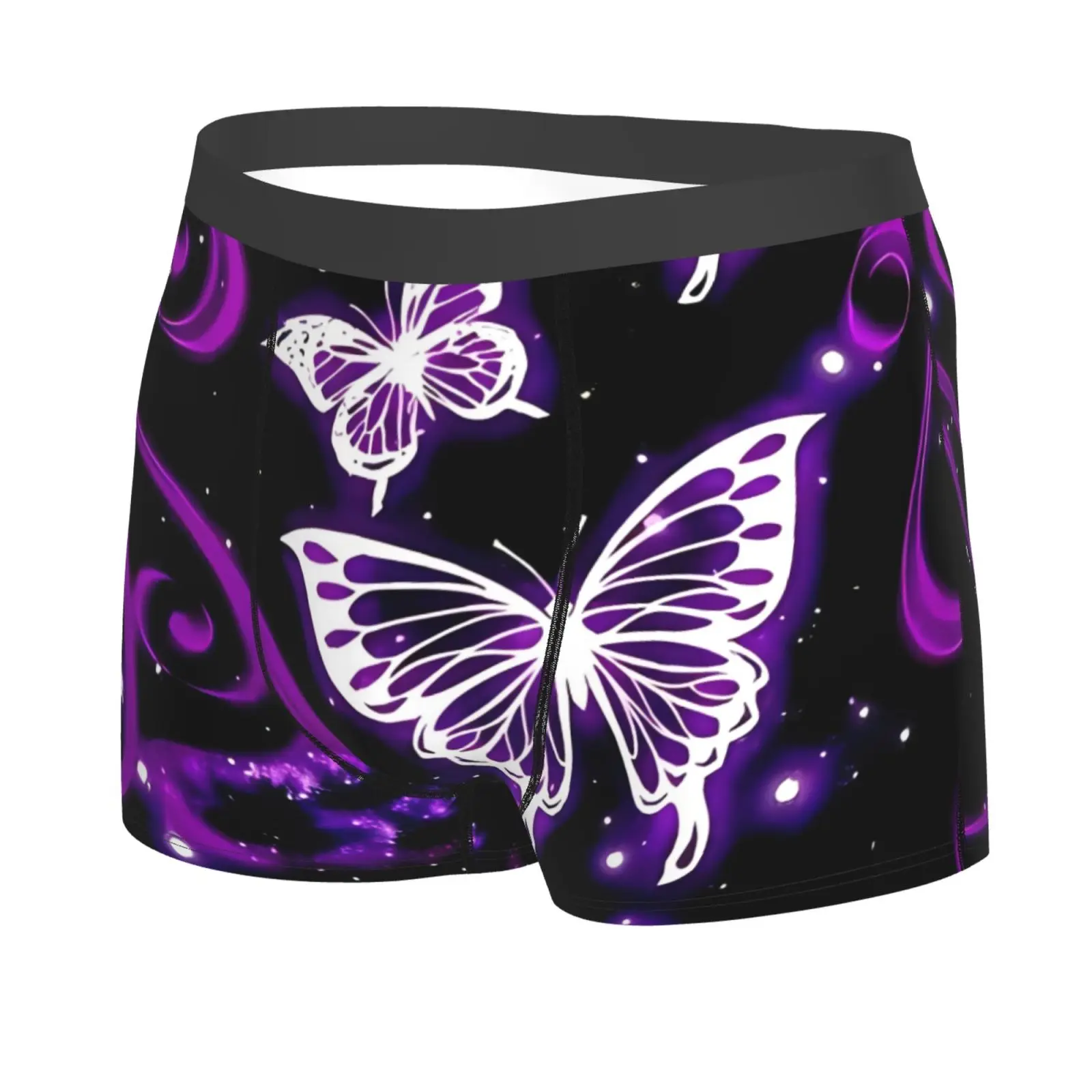 Bling Galaxy Purple Butterfly Print Man's Boxer Briefs Breathable Funny Underwear High Quality Print Shorts Gift Idea
