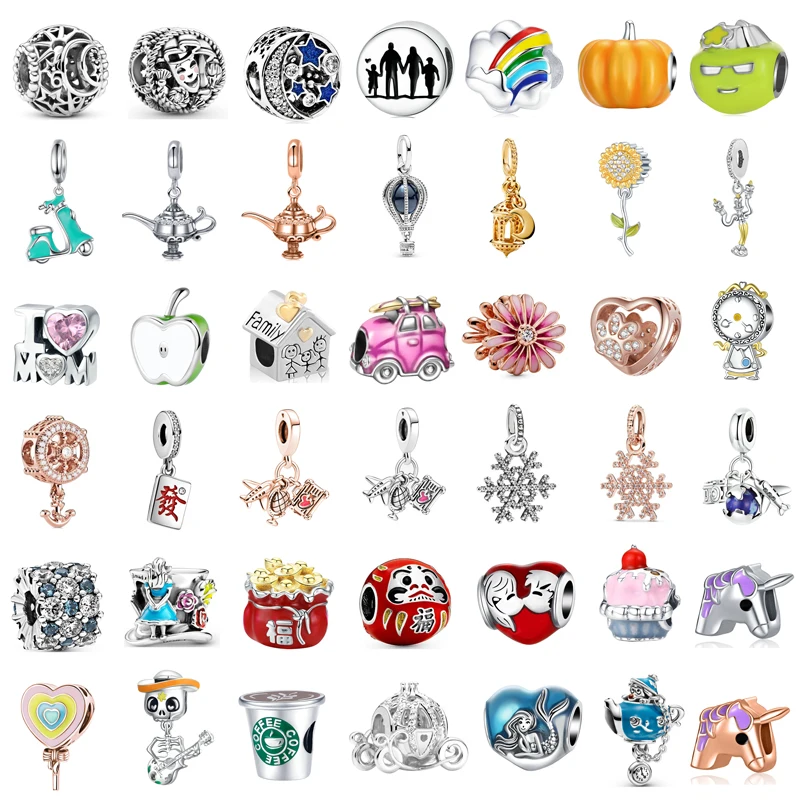 New Fashion Charm Original Kettle Pumpkin Red Love Heart Kiss Beads Fit Original Pandora Ladies Bracelet Jewelry Accessories Gif