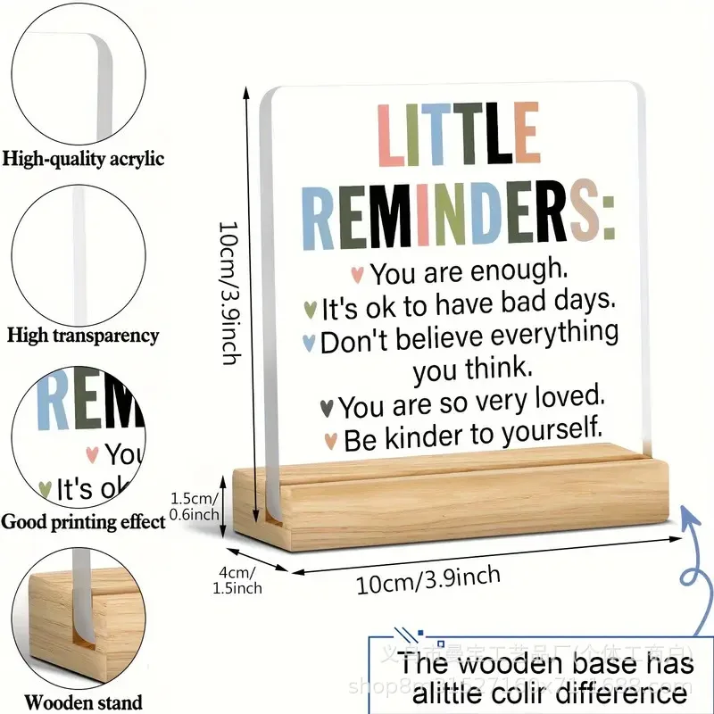 Inspirational Gifts Positive Little Reminders Desk Sign Decor Acrylic Appreciation Encouragement Desktop Ornament Bookend Shelf