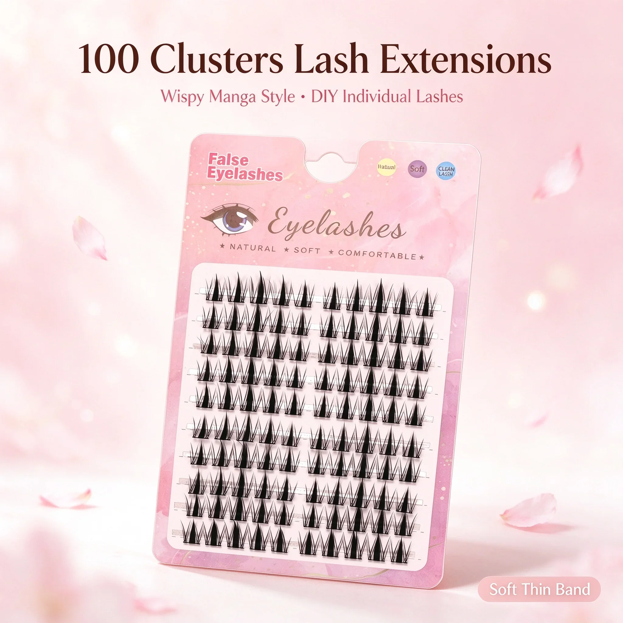 Wispy Manga Style Individual Lashes Soft Thin Band Cluster Lash Extensions DIY Home Eye Makeup False Eyelashes