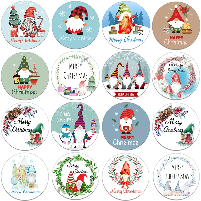 Cute Christmas Gnome Stickers Gnome Santa New Year Xmas Merry Christmas Decor Sealing Self-adhesive  Party Gift Decor Labels