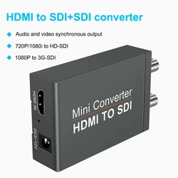 Konwerter HDMI na SDI Mini konwerter 1 HDMI na 2 wyjścia SDI Audio Embedder 3G/HD-SDI Automatyczne wykrywanie formatu Przedłużacz do kamery