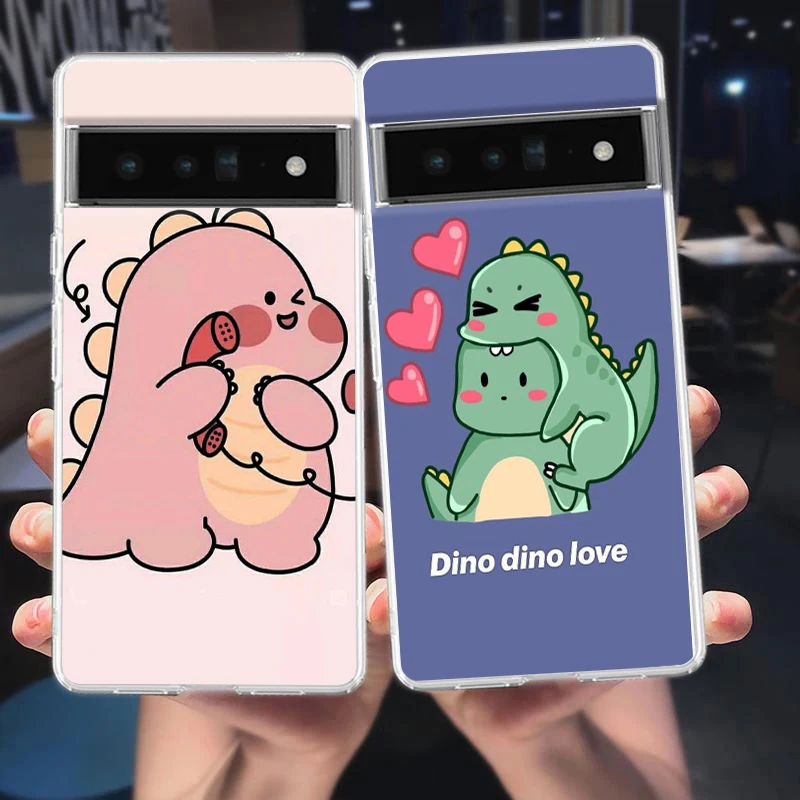 

Cartoon Couple Little Dinosaur Phone Case for Google Pixel 8 7 6 5 4 4XL Silicone 7A 6A 5A 4A 3A 3AXL Pro 5G Transparent Shell